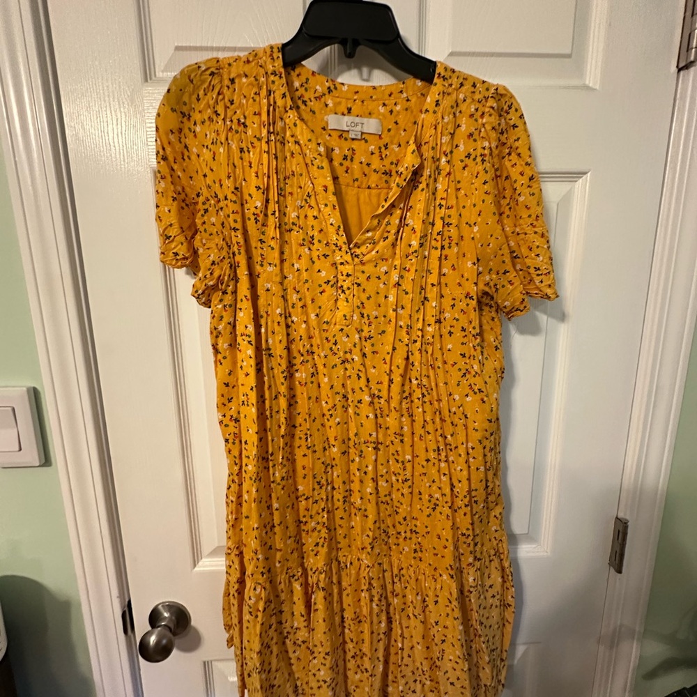 LOFT Mustard Floral Dress